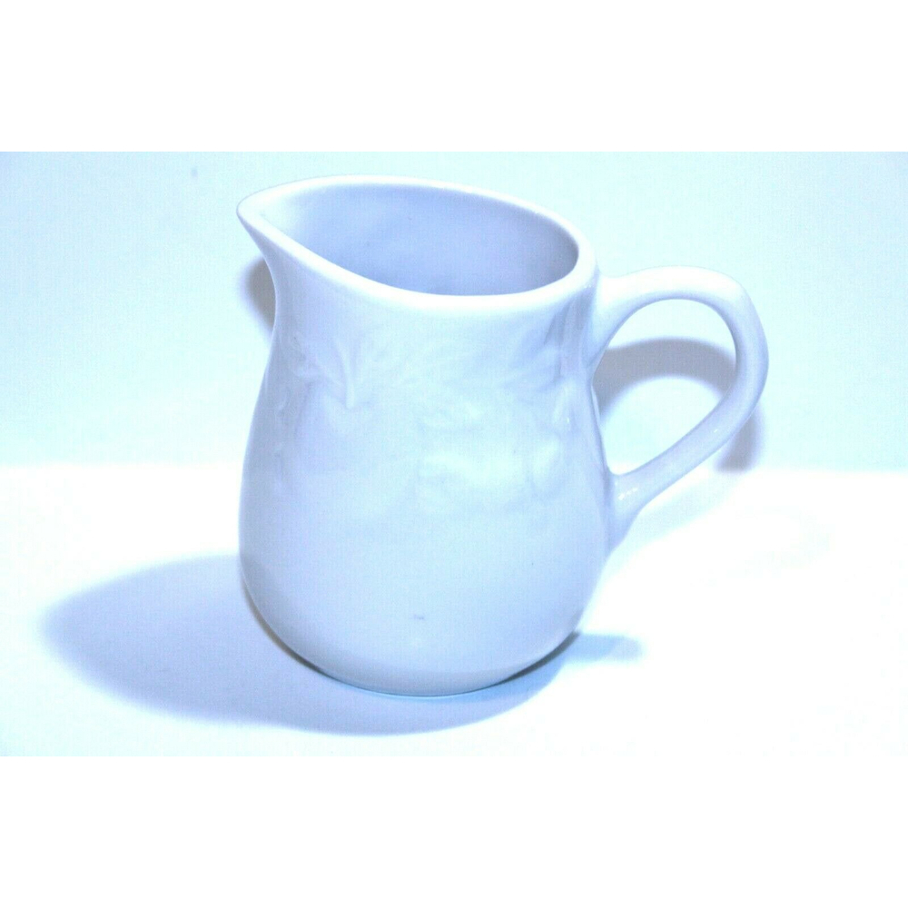 Vintage Gibson Designs Creamer Flourish 3 7/8" 19504281 White on White Apple